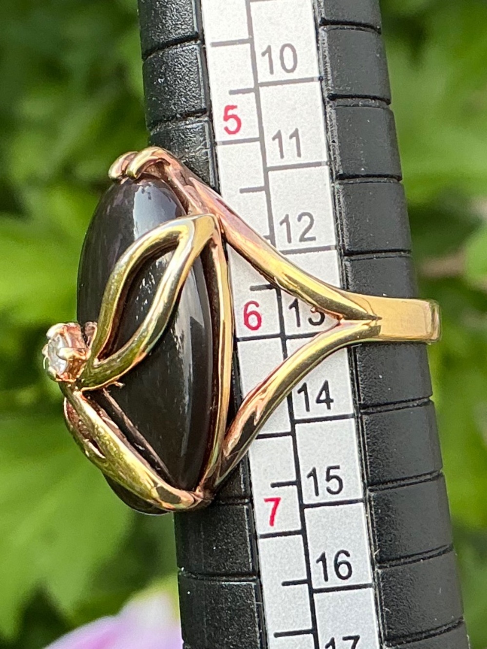 Vintage Seta Oval Black Onyx & Crystal Gold Plated Statement Ring Size 6 - Picture 5 of 13